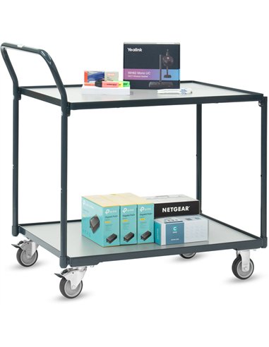 Servante 200 kg, 2 plateaux avec barres de poussée