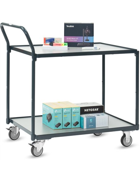 Servante 200 kg, 2 plateaux avec barres de poussée